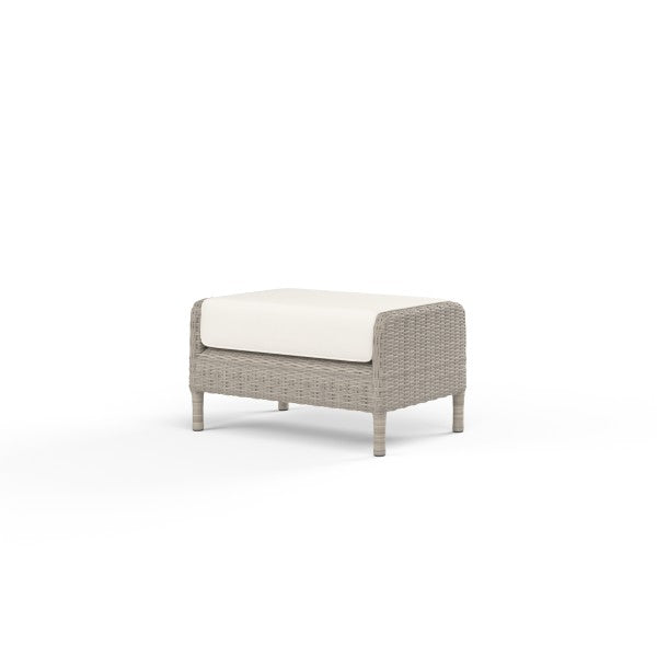 Outdoor Ottomans Manhattan Ottoman in Linen Canvas w/ Self Welt