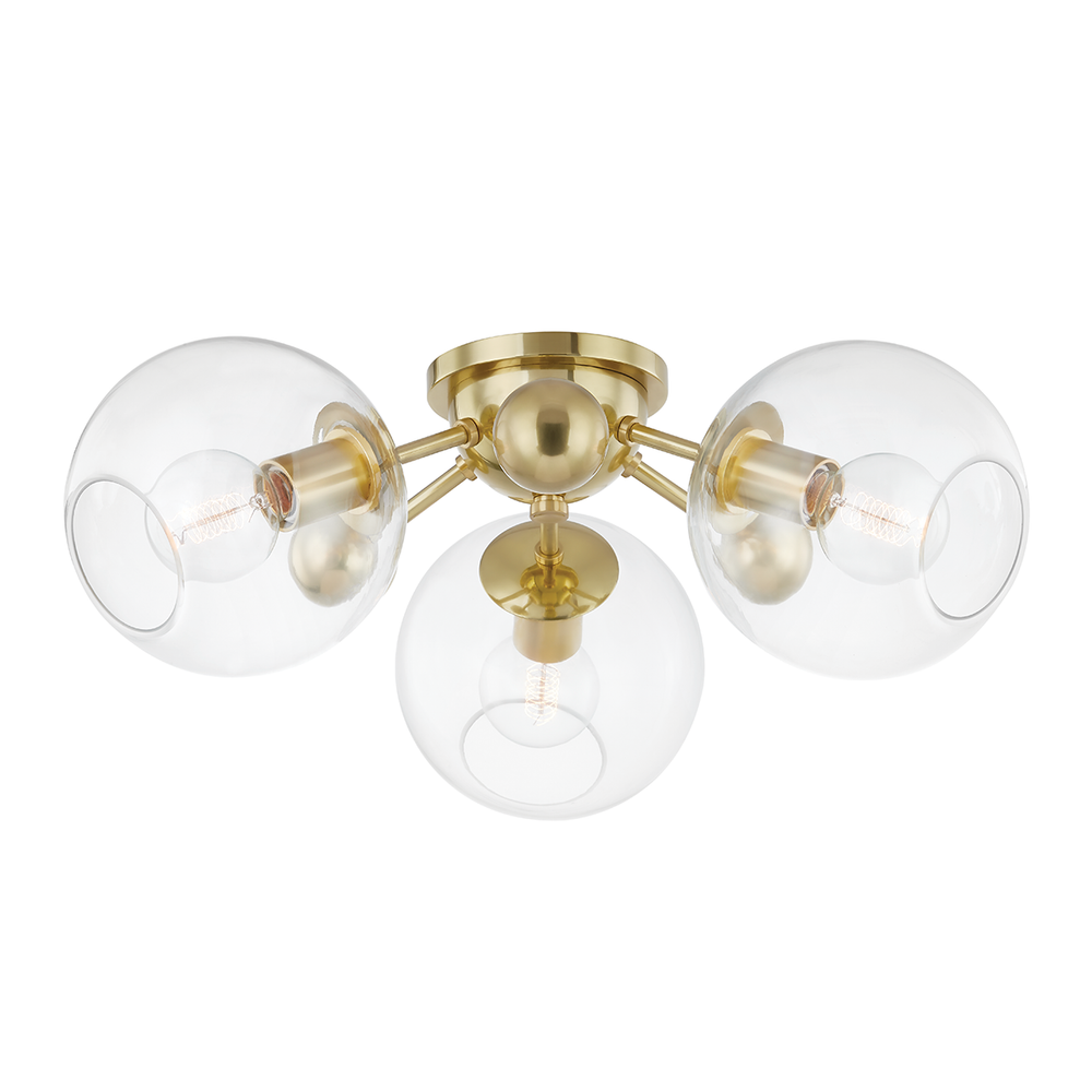 Abbott 3 Light Semi Flush-Hudson Valley-HVL-8025-AGB-Outdoor Flush MountsAged Brass-1-France and Son