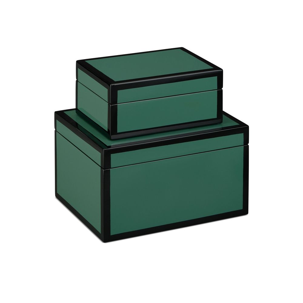 Boxes Green Lacquer Box Set of 2