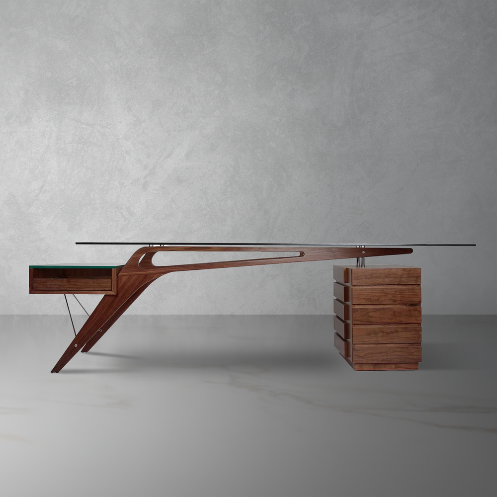 Mid Century Koen Cavour Desk - Walnut-France & Son-FB0200WALNUT-Desks-1-France and Son