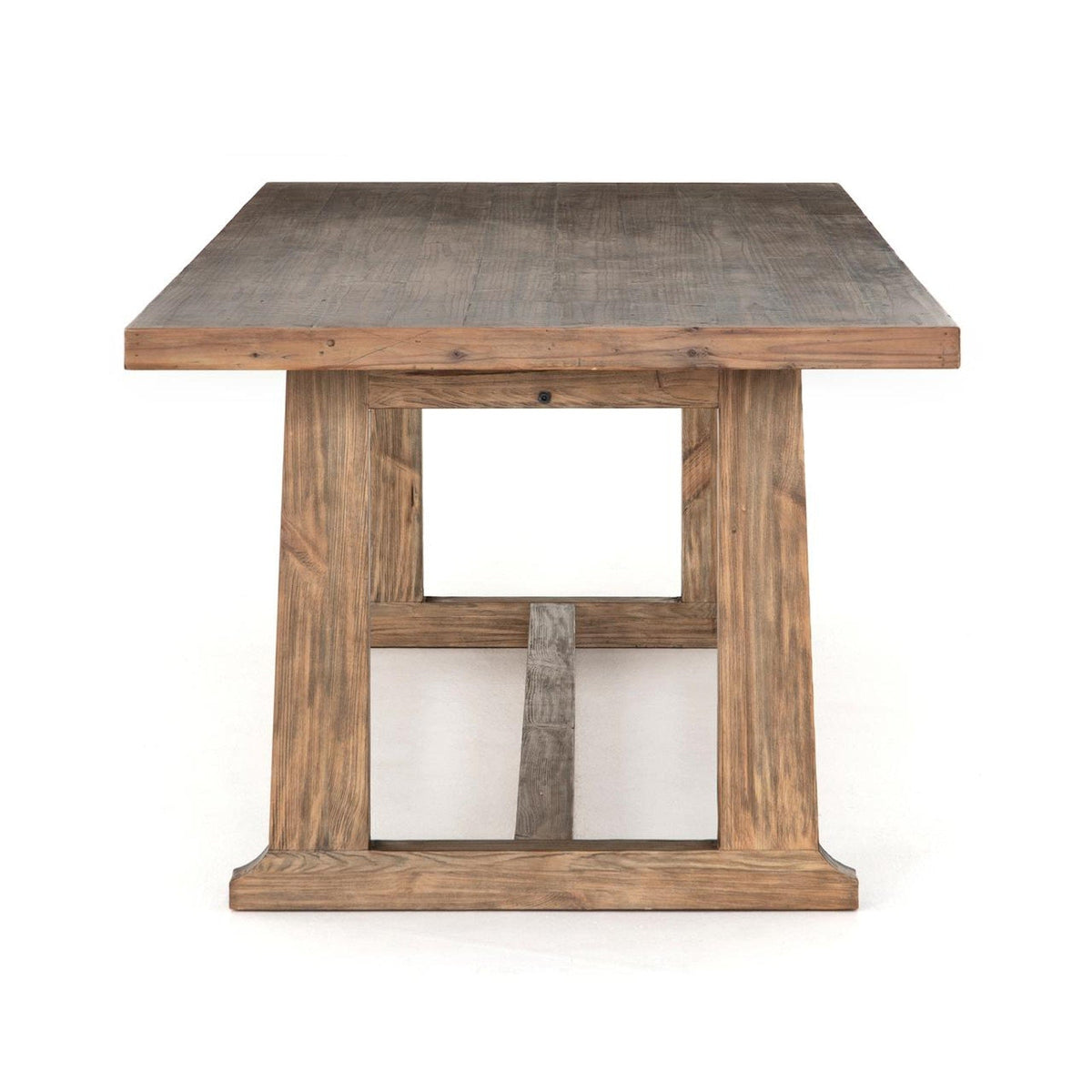 Close-up of the waxed bleached reclaimed pine finish on the Otto Dining Table