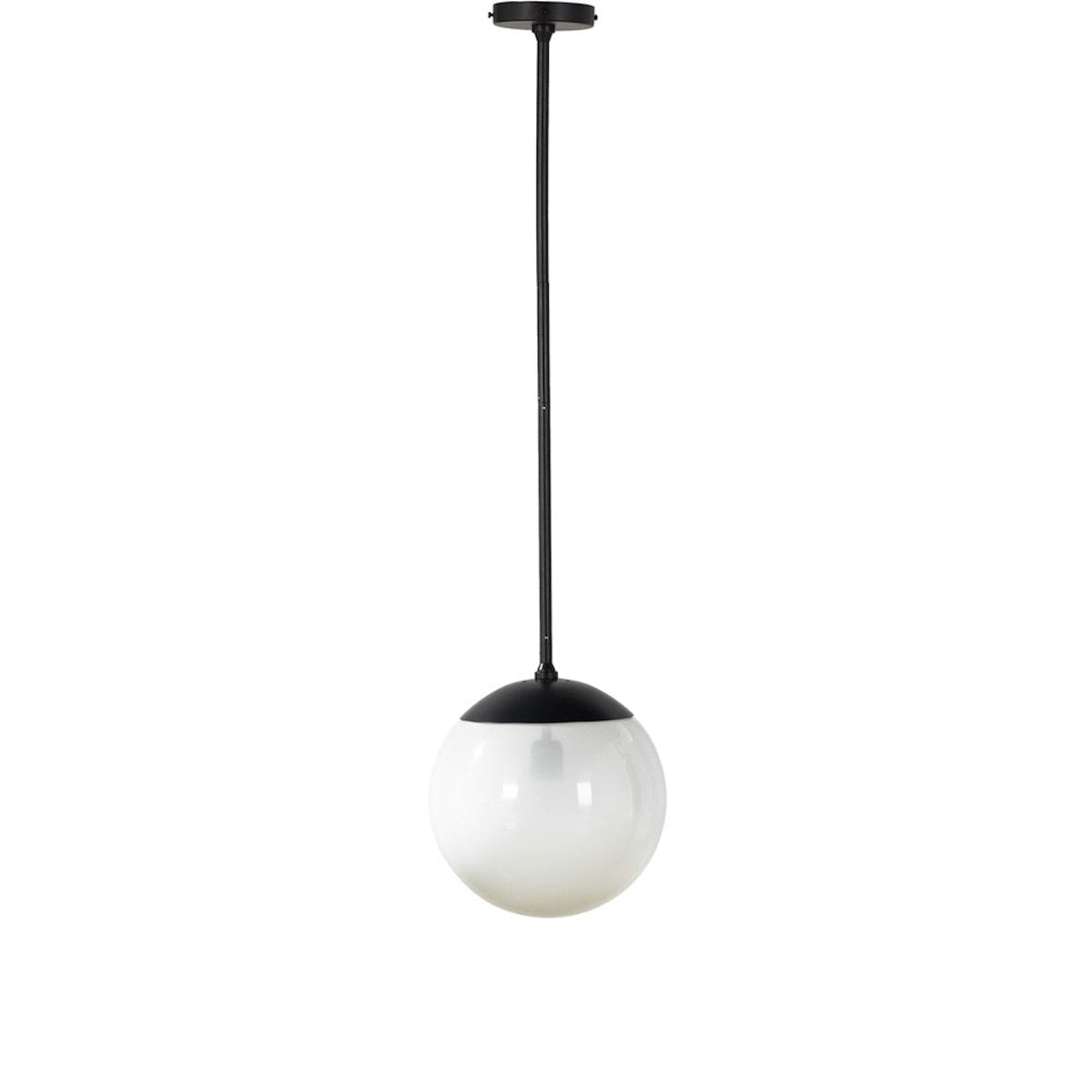 Four Hands Sutton Small Pendant with frosted glass globe and black metal hardware
