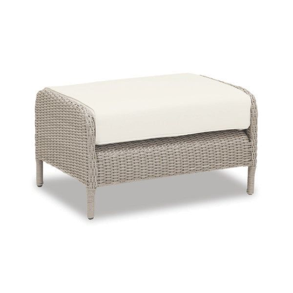 Outdoor Ottomans Manhattan Ottoman in Linen Canvas w/ Self Welt