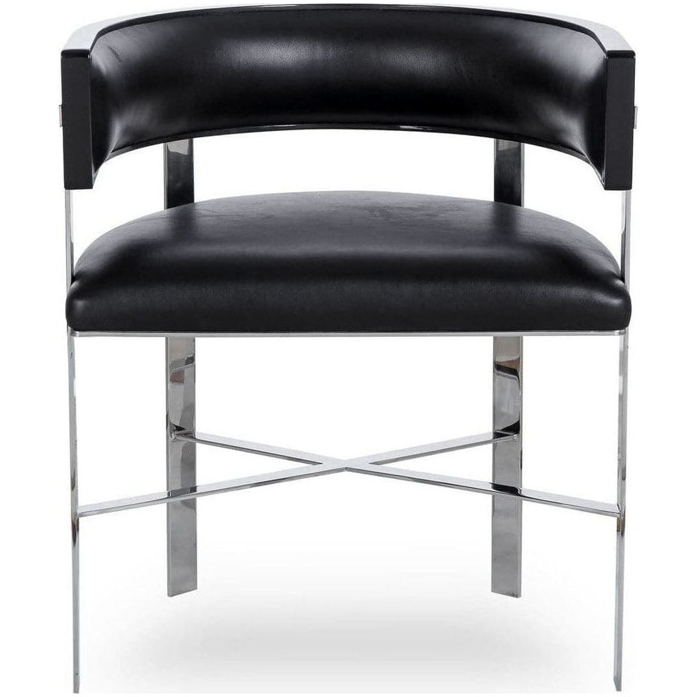 Art Dining Chair by Kelly Hoppen - Black Leather/ Stainless Steel