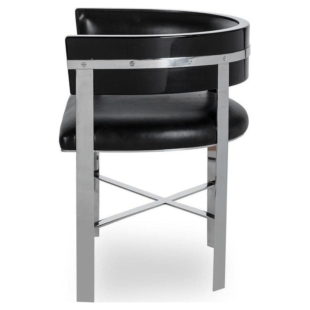 Art Dining Chair by Kelly Hoppen - Black Leather/ Stainless Steel