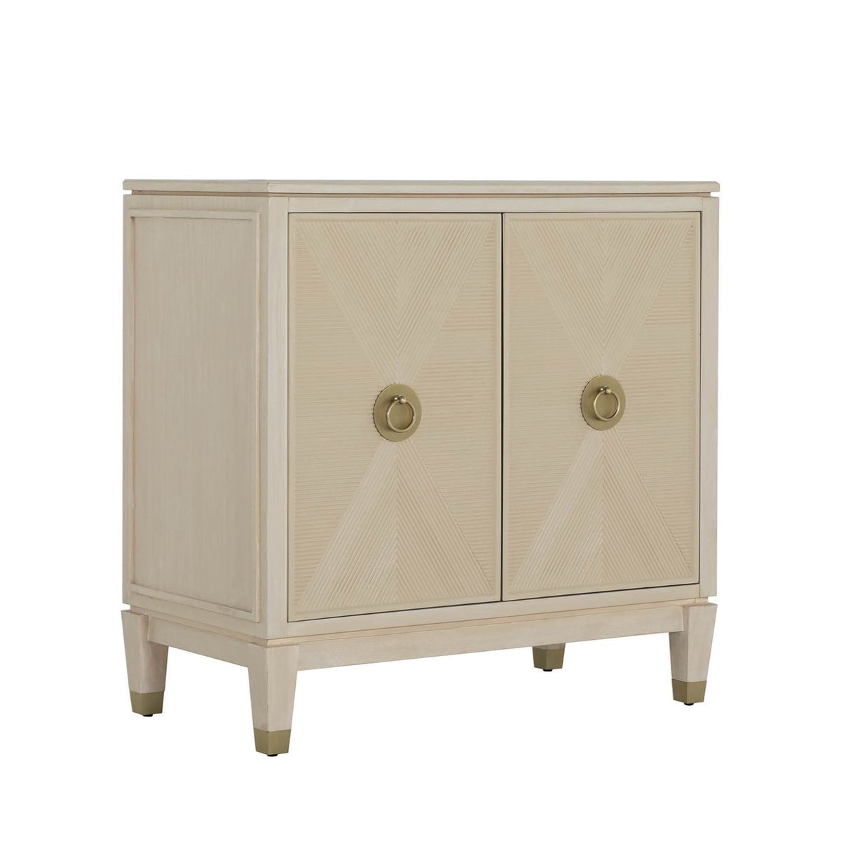 Strella Oak Wood Accent Cabinet - 2 Shelves, Cerused White