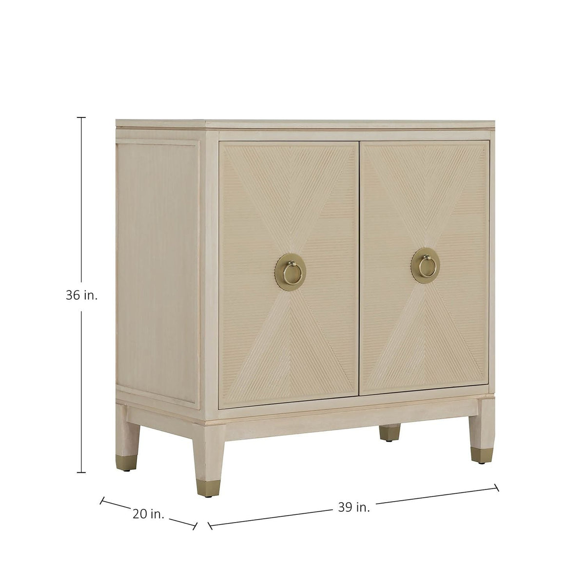Strella Oak Wood Accent Cabinet - 2 Shelves, Cerused White