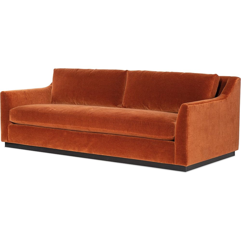 Sophia Slope Arm Mohair Sofa with Bench Seat - Cinnamon/Ebony