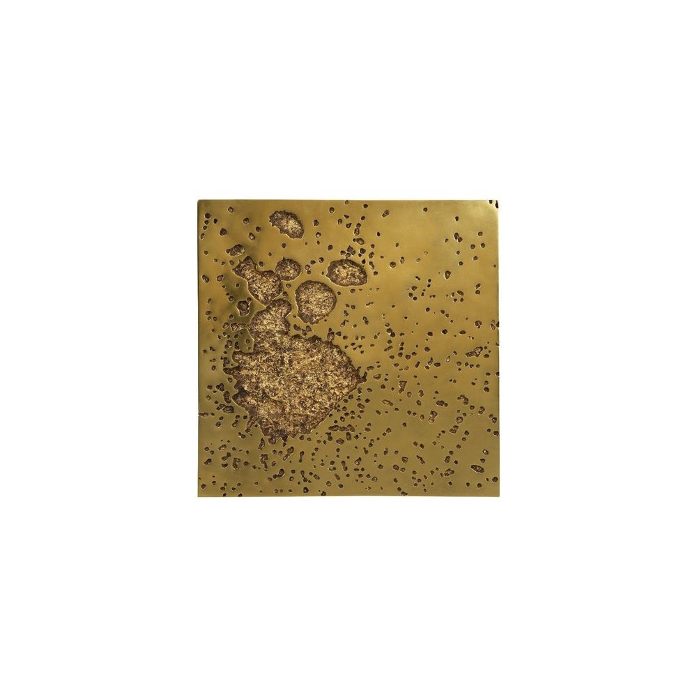 Panorama Square Wall Art, shown in antique gold and brass yellow with metal and wall-mounted panel.
