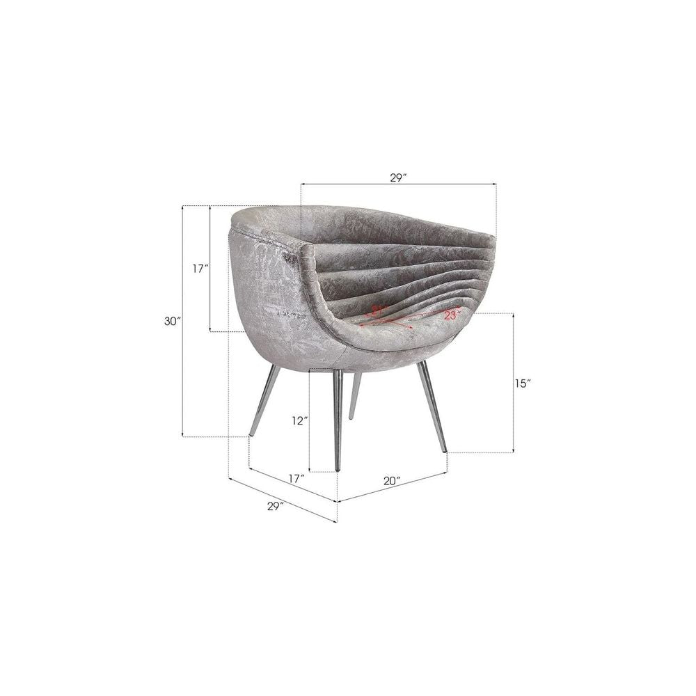 Nouveau Club Chair - Gray Crushed Velvet Fabric - Stainless Steel Legs-Phillips Collection-PHIL-PH99963-Lounge Chairs-5-France and Son