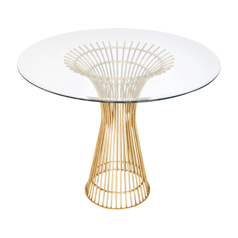 Dining Tables Powell - Gold Dining Table Base W. 42'D Beveled Glass
