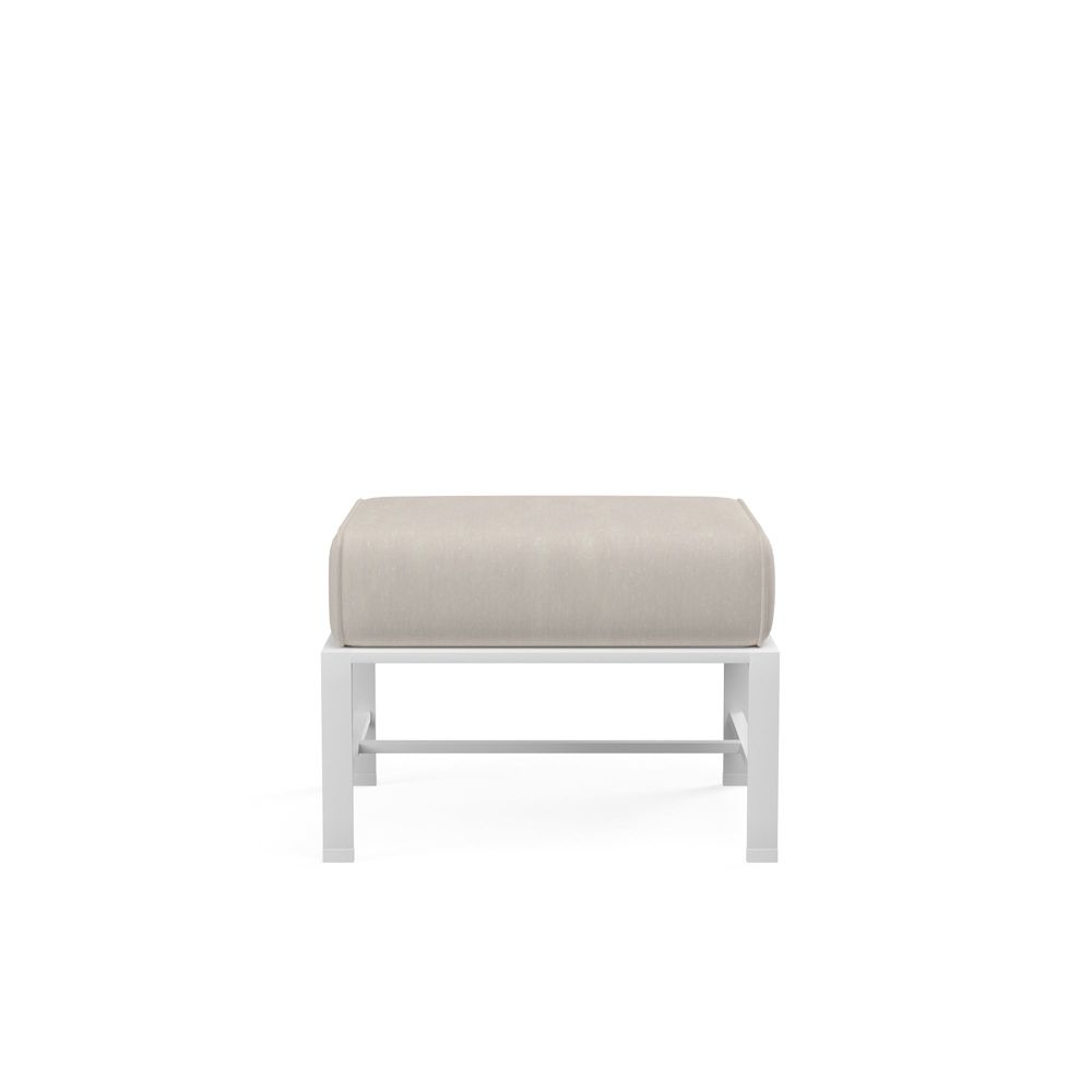 Outdoor Ottomans Bristol Ottoman in Canvas Flax w/ Self Welt