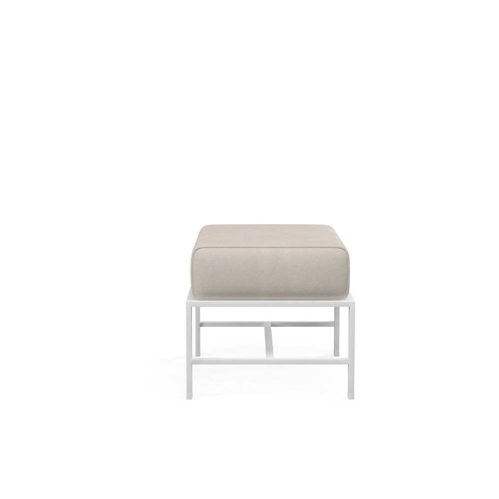 Outdoor Ottomans Bristol Ottoman in Canvas Flax w/ Self Welt
