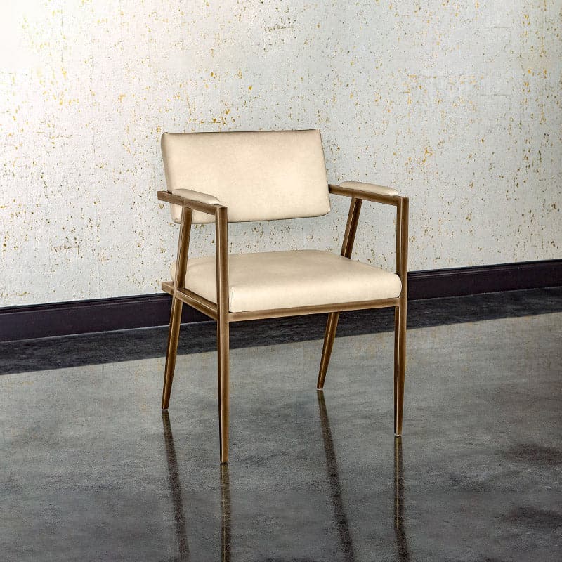 Additional view of Ventouz Armchair in cream and beige, featuring matte upholstery finish and fixed arms.