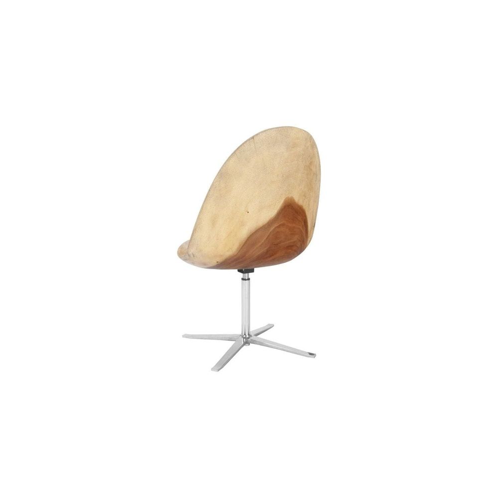 Smoothed Swivel Chair Chamcha Wood - Stainless Steel Base-Phillips Collection-PHIL-TH100627-Chair-2-France and Son