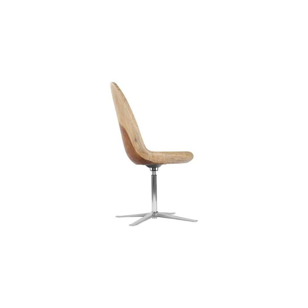 Smoothed Swivel Chair Chamcha Wood - Stainless Steel Base-Phillips Collection-PHIL-TH100627-Chair-3-France and Son