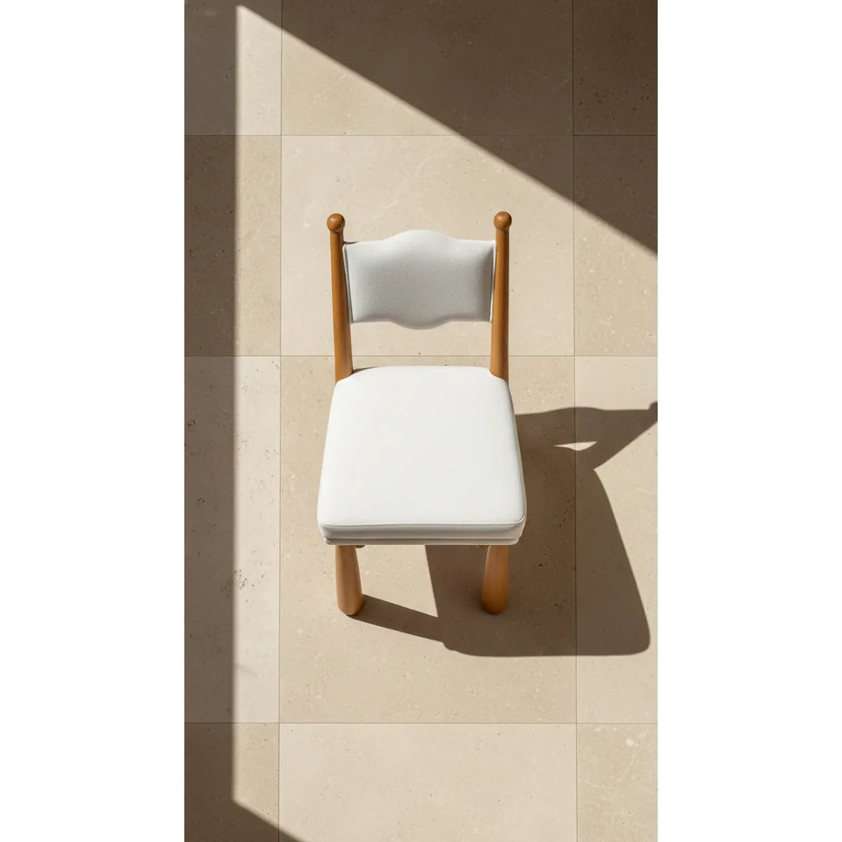 Lisa Acacia Dining Side Chair - Beige Velvet Upholstery