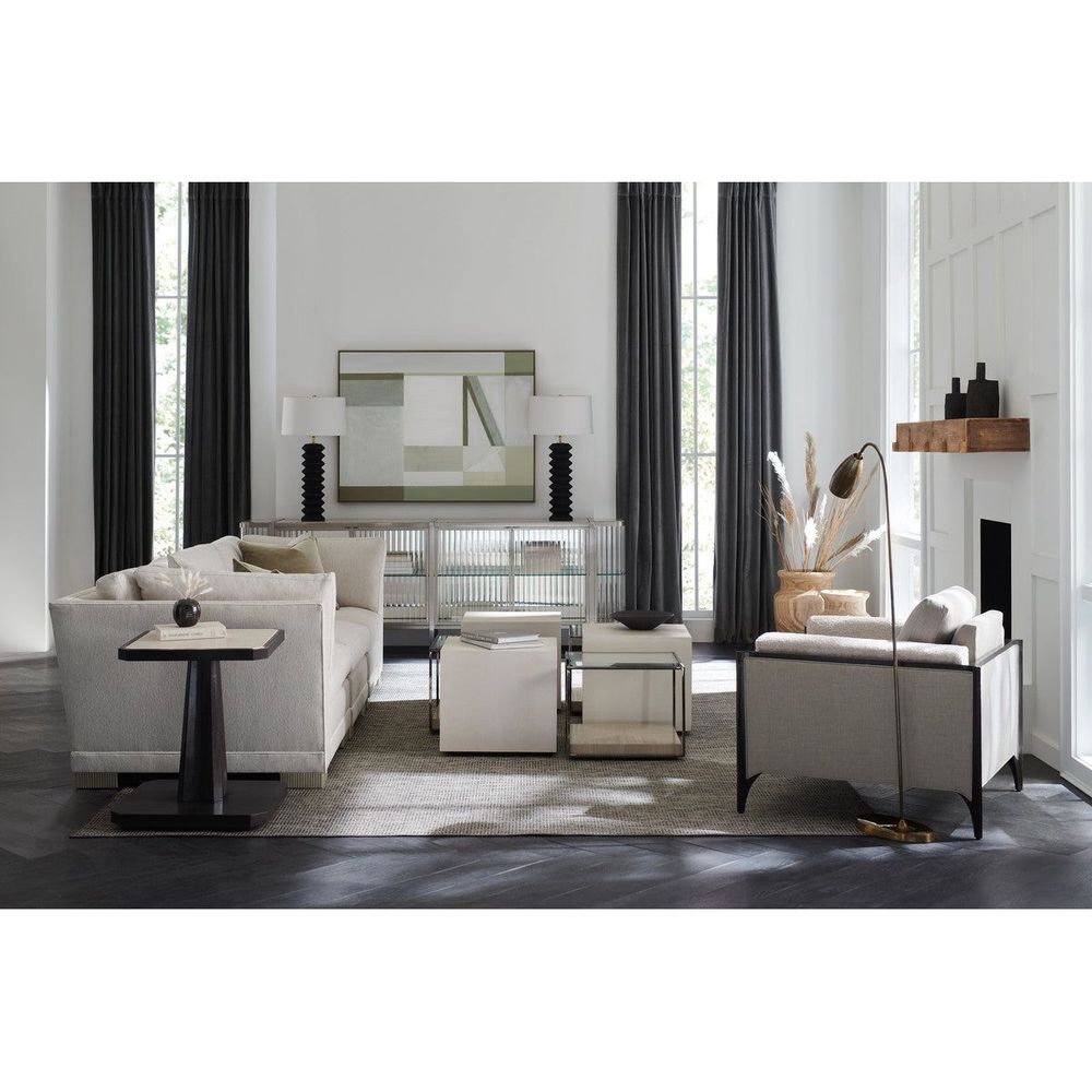 Sectionals: Parts Sanctuary Single Armless Sectional Unit - Brown, Silver
