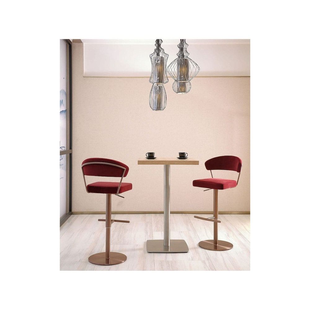 Nova Barstool-Whiteline Modern Living-WHITELINE-BS1720F-RGLD/RED-Bar StoolsRed/Rose Gold-2-France and Son