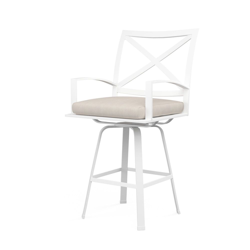 Outdoor Bar Stools Bristol Swivel Barstool in Canvas Flax w/ Self Welt