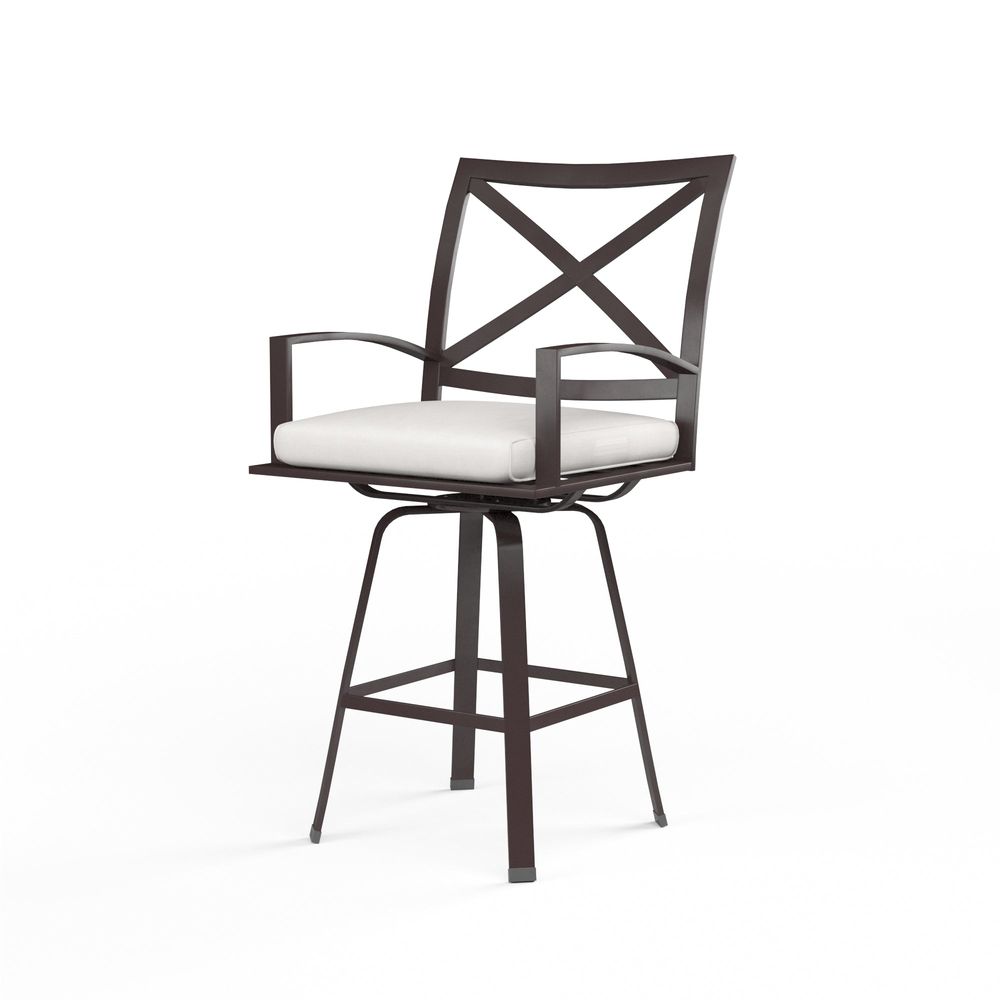Outdoor Bar & Counter Stools La Jolla Swivel Counter Stool in Canvas Flax w/ Self Welt