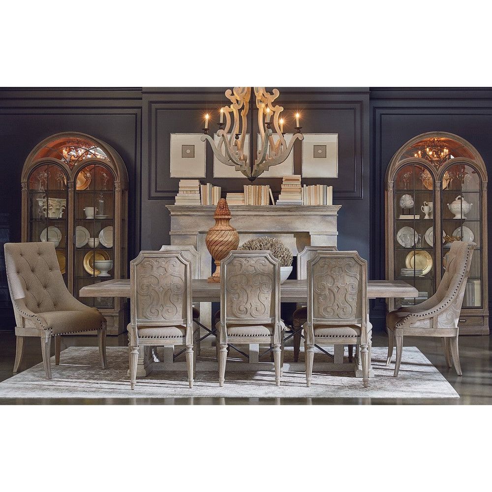 Additional view of Arch Salvage Mills Side Chair in greige and beige, featuring distressed and armless.