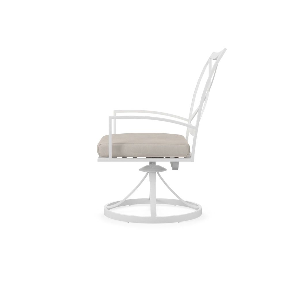 Outdoor Dining Chairs Bristol Swivel Dining Chair in Canvas Flax w/ Self Welt