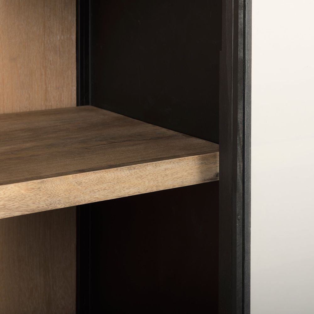 Garrick Black & Brown Wood | Black Metal Display Cabinet