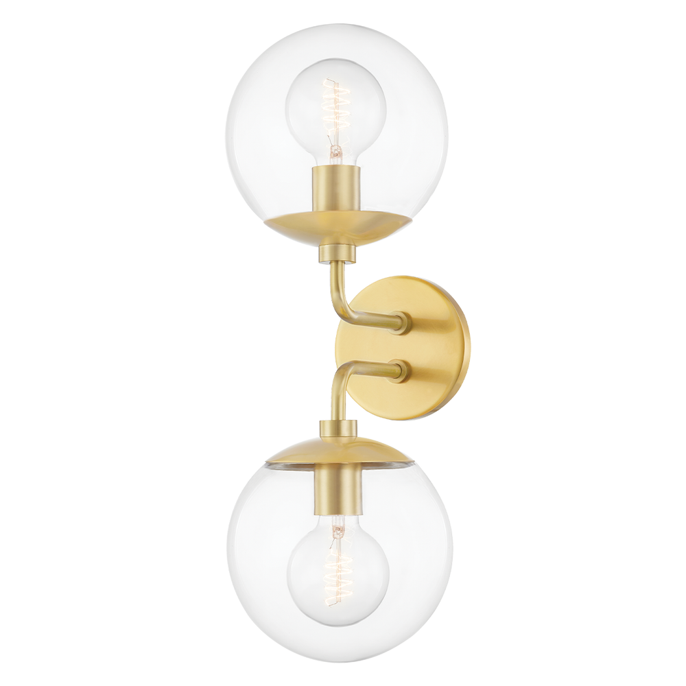Meadow 2 Light Wall Scone-Mitzi-HVL-H503102-AGB-Wall LightingAged Brass-1-France and Son
