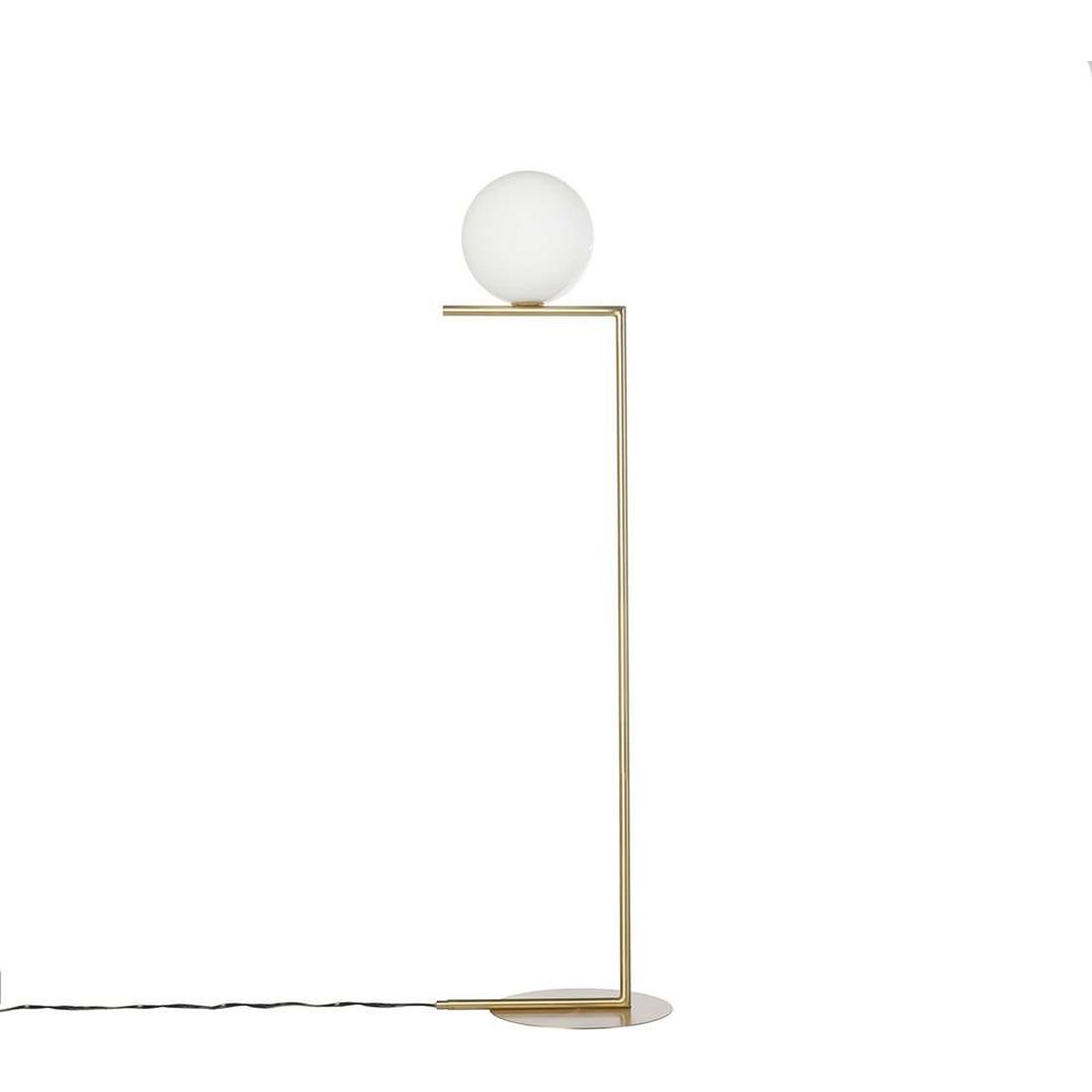 Modern Brass Ball Floor Lamp-France & Son-LM5632FBRSWHT-Floor Lamps-1-France and Son