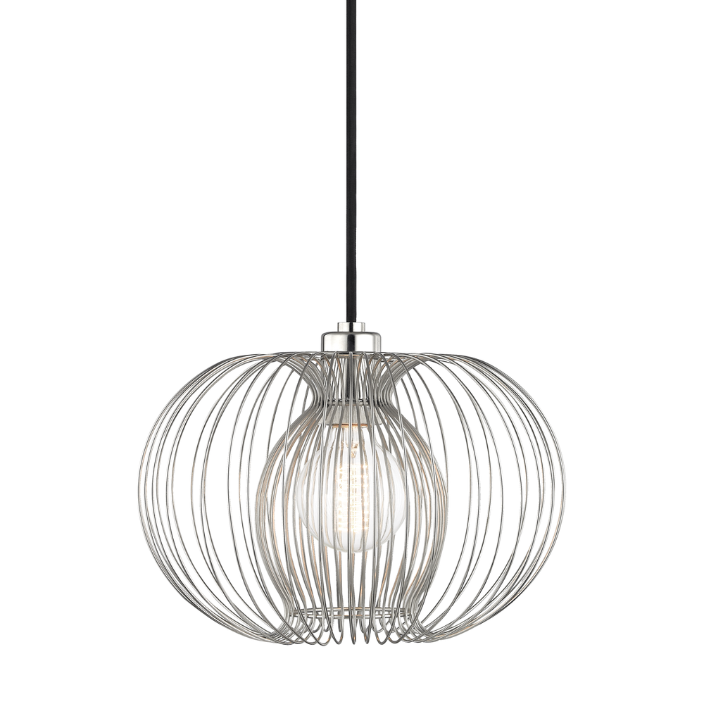Jasmine 1 Light Small Pendant-Mitzi-HVL-H181701S-PN-PendantsPolished Nickel-3-France and Son