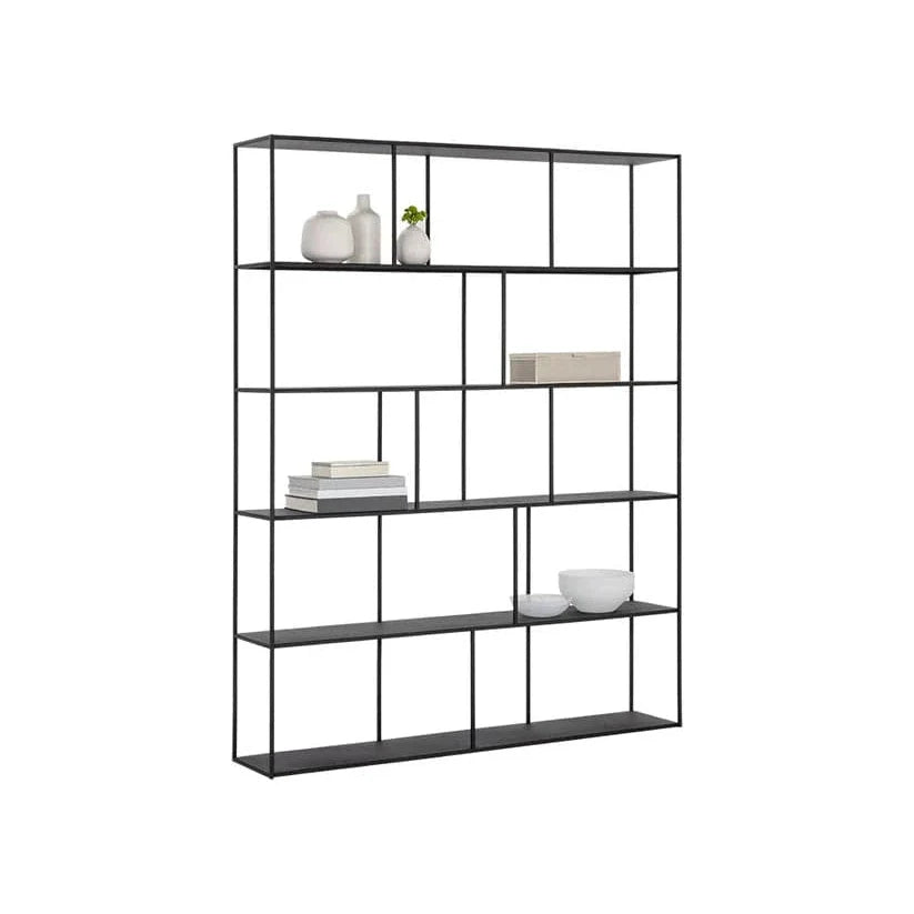 Eiffel Bookcase Tall-Extra Large, shown in matte black with iron, metal, and open shelving.