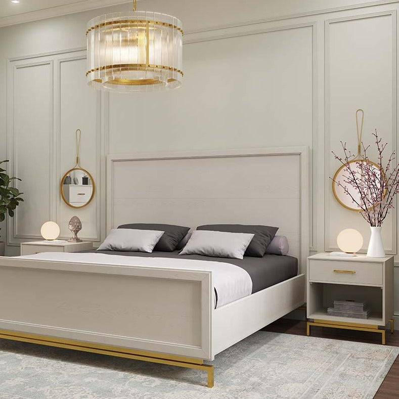 Additional view of Delia Wall Mirror in gold and clear, featuring reflective finish and wall-hanging loop strap.