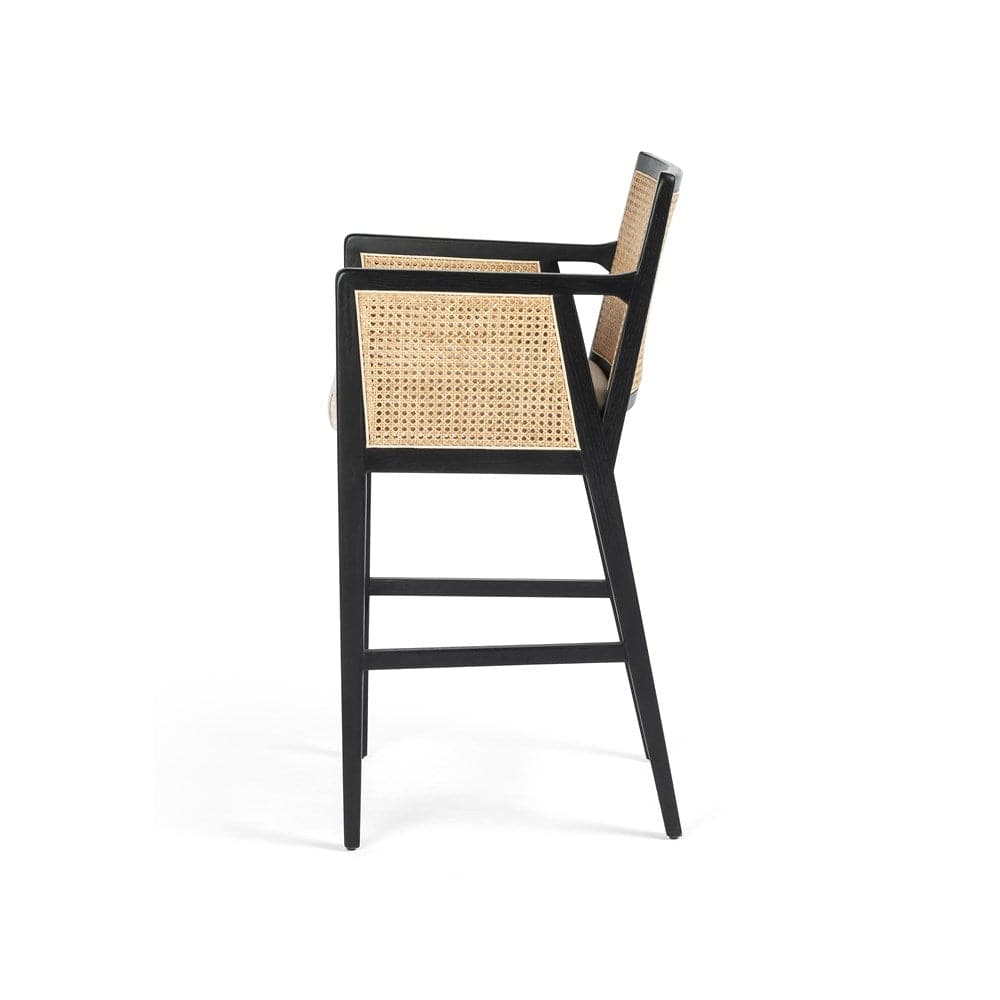 Antonia Cane Bar + Counter Stool-Four Hands-FH-109035-005-Bar StoolsCounter-Brushed Ebony-5-France and Son