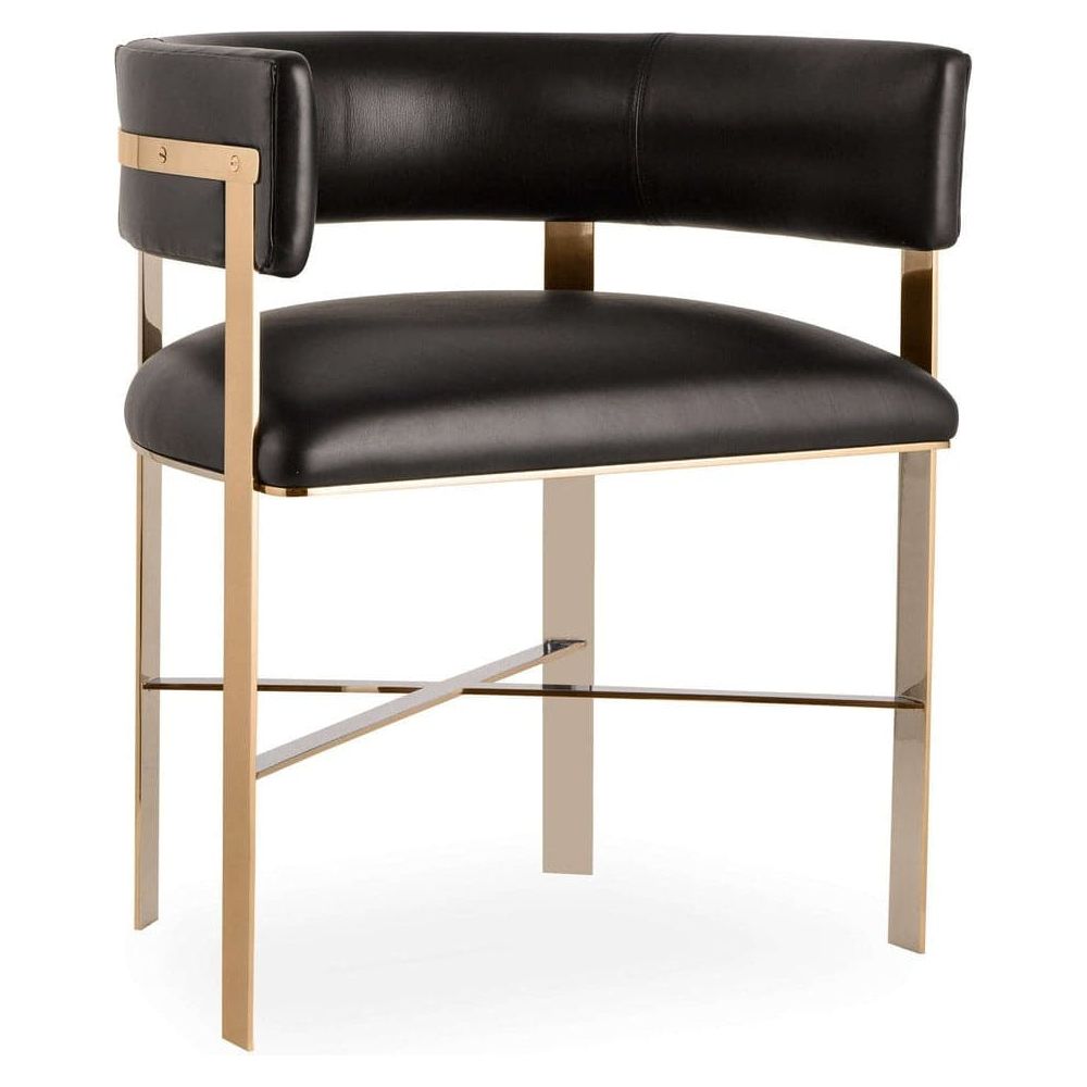 Kelly Hoppen Art Dining Chair - Black Leather-Sonder-FIC2035-Dining Chairs-1-France and Son