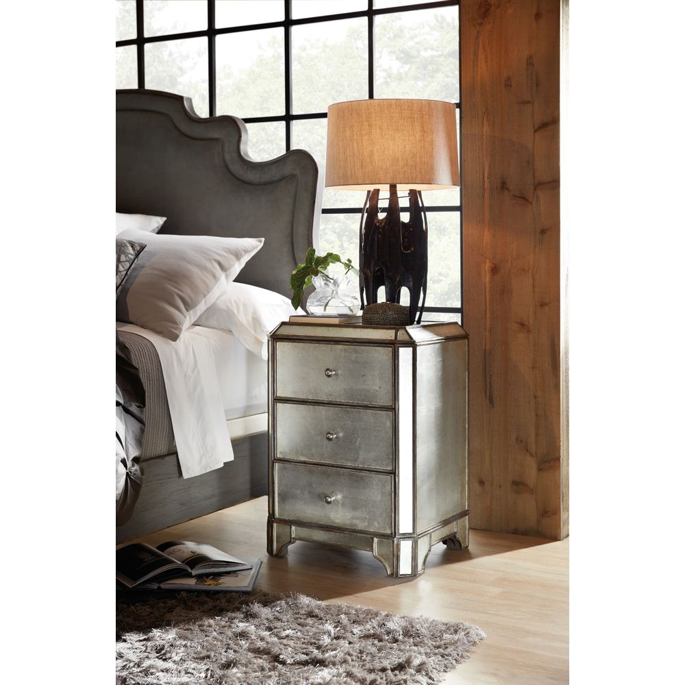 Arabella Mirrored Three-Drawer Nightstand
