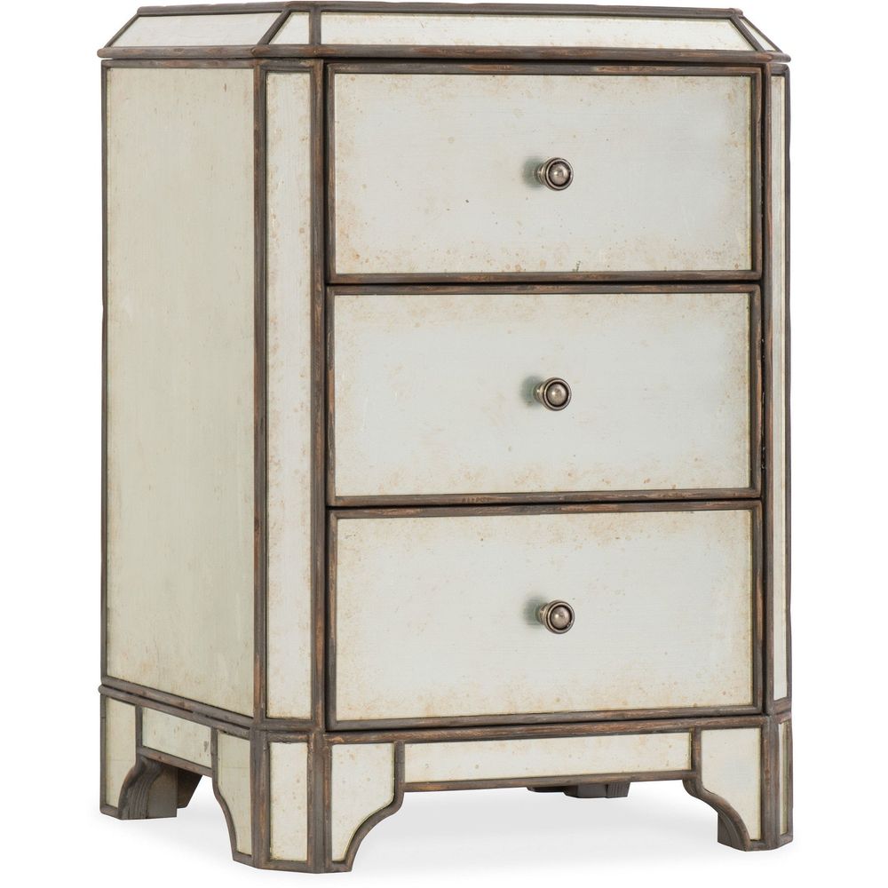Nightstands Arabella Mirrored Three-Drawer Nightstand