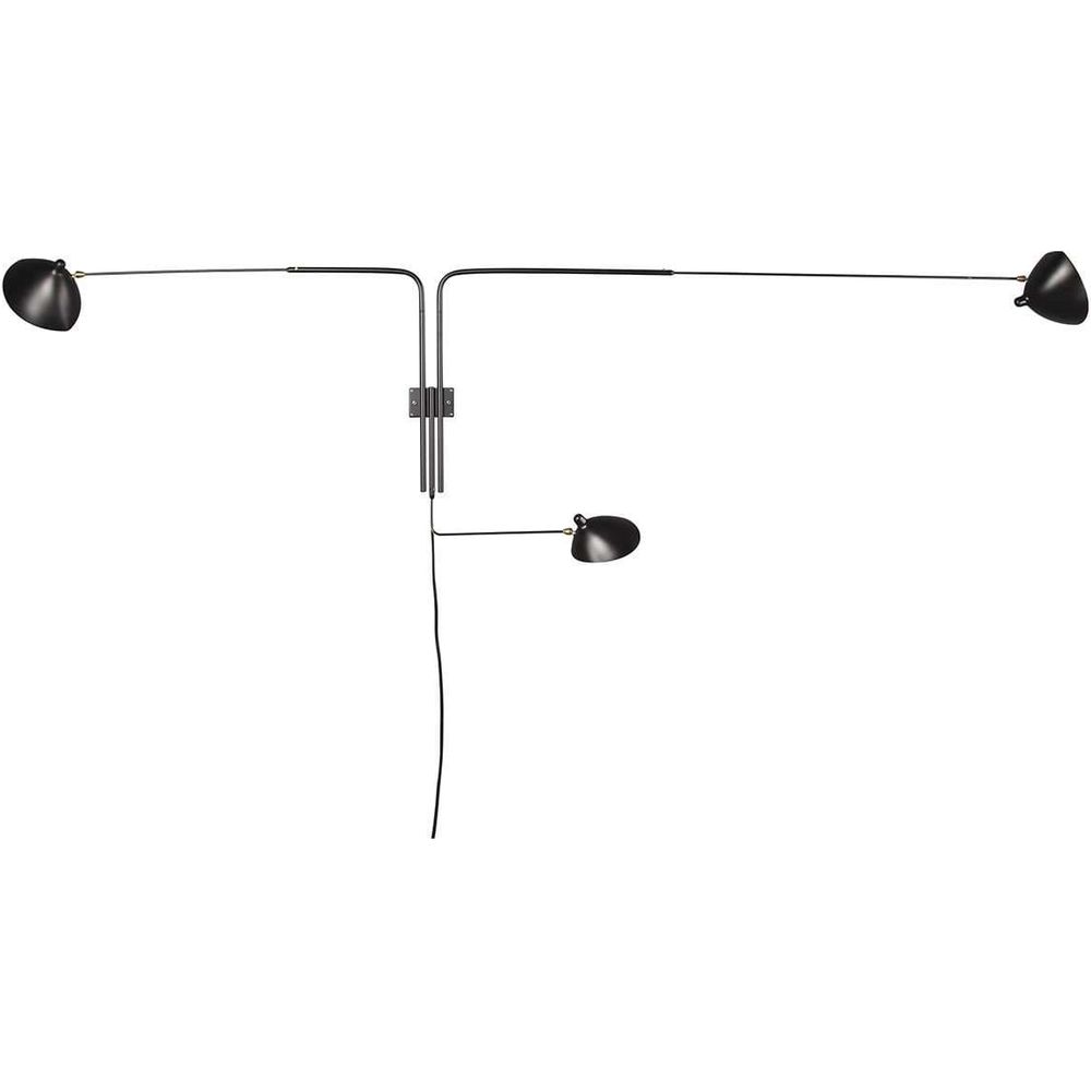 Mouille MSC-R3 Three Arm Rotating Wall Sconce-France & Son-LBW034BLKD-Wall Lighting-1-France and Son