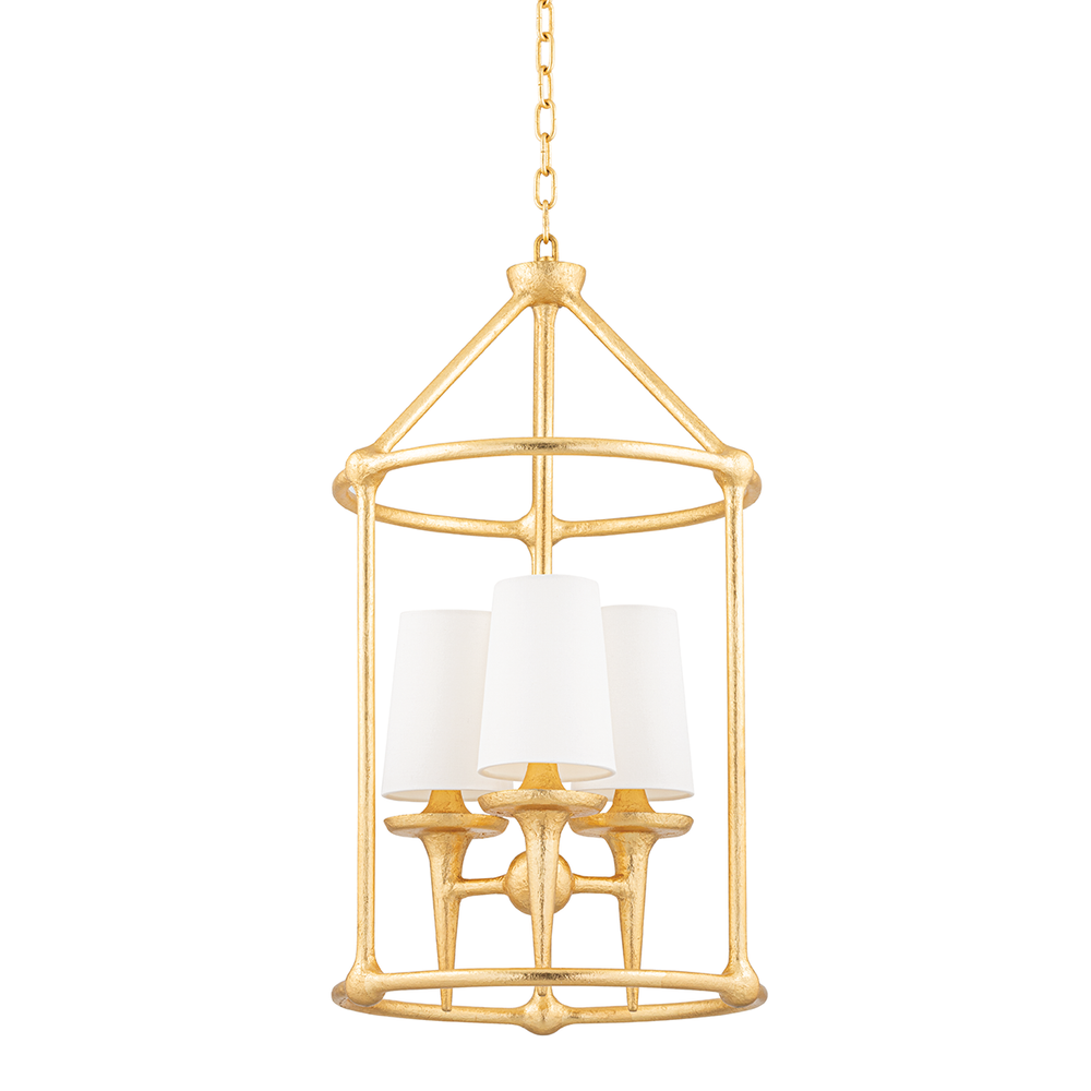 Torch 3 Light Chandelier-Hudson Valley-HVL-6617-GL-ChandeliersGold Leaf-1-France and Son