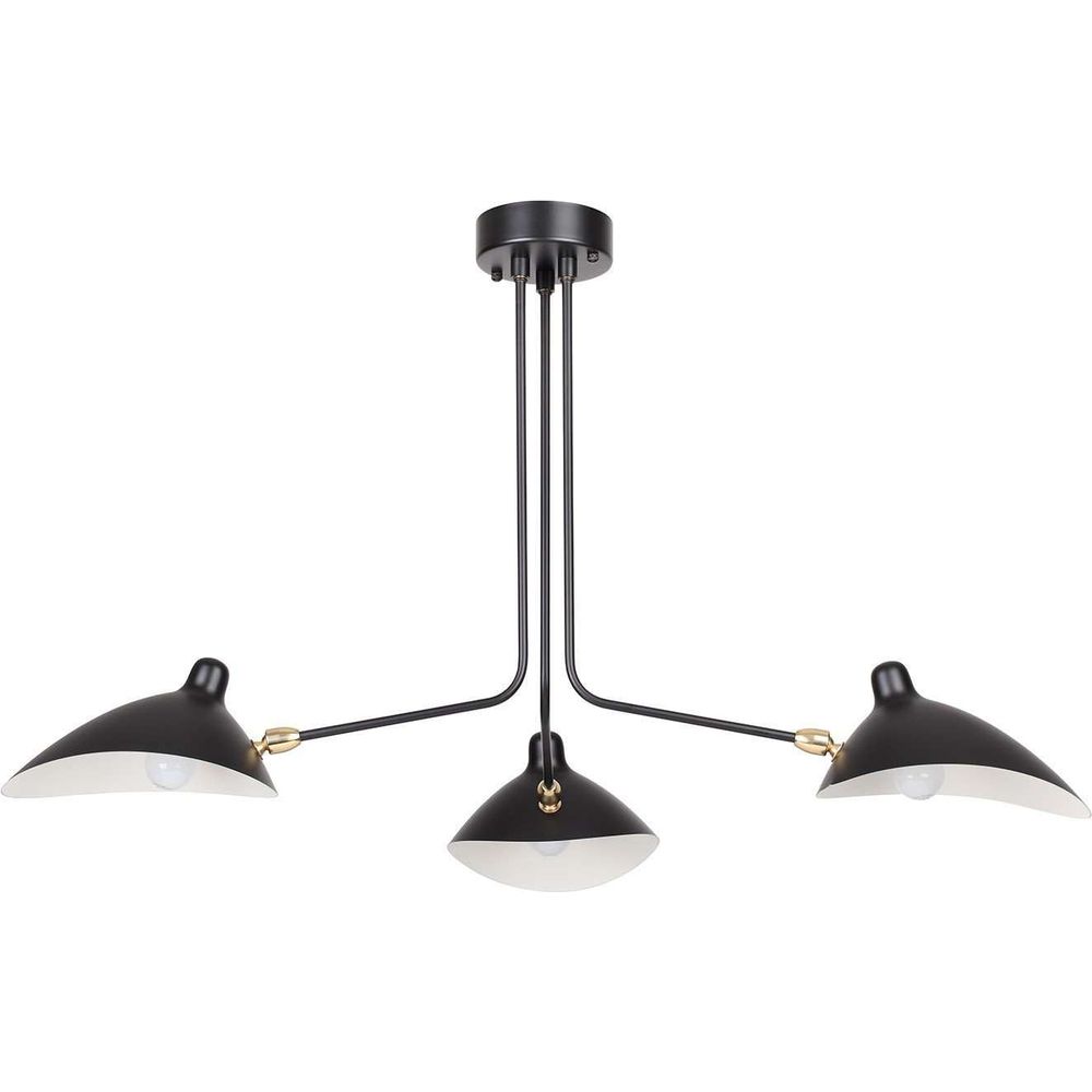 Three-Arm MCL-R3 Ceiling Lamp - Classic-France & Son-LBC092BLK3-ChandeliersBlack-1-France and Son