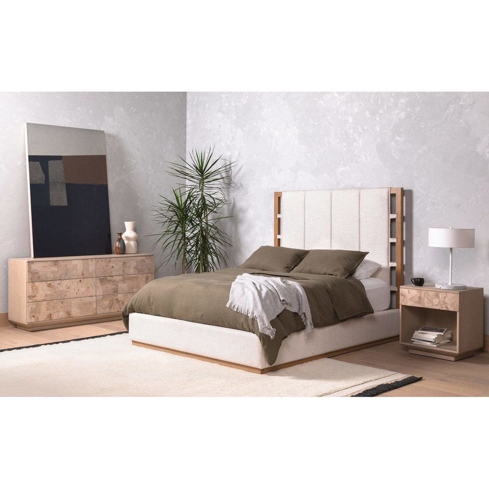 Additional view of Odyssey Nightstand in light taupe and warm beige, featuring single top drawer.
