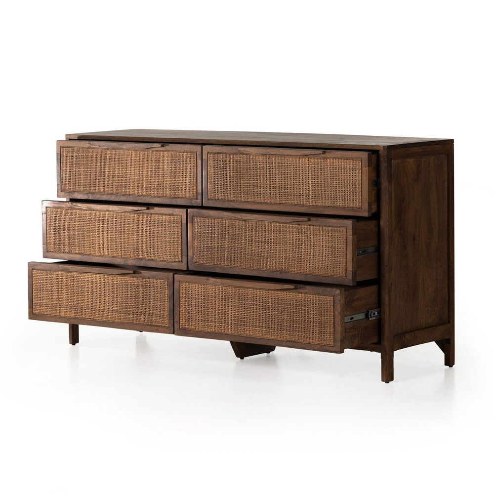 Sydney 6 Drawer Dresser - Brown Cane 224923-003