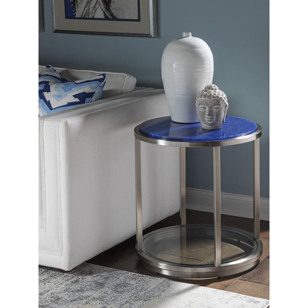 Ultramarine Round End Table - Stainless Steel