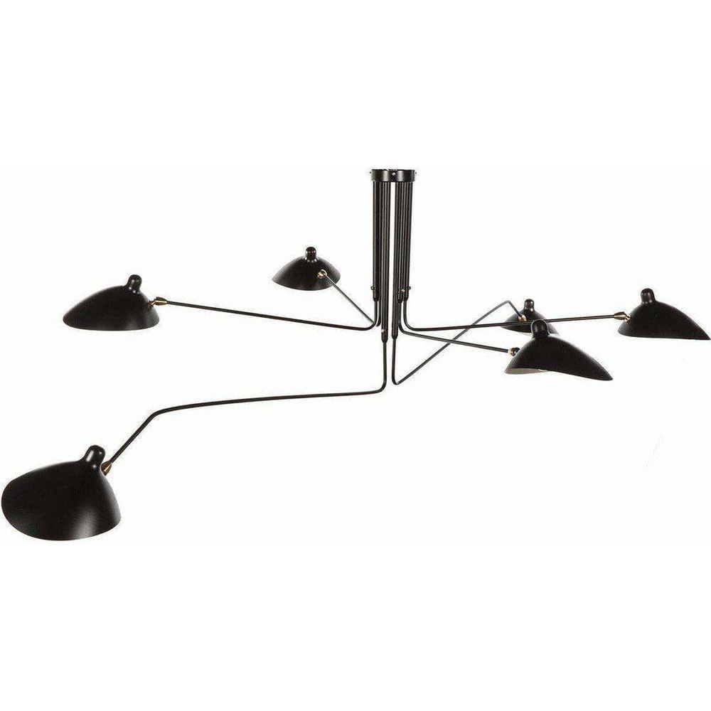 Mid-Century Modern Reproduction MCL-R6 Six Arm Ceiling Lamp - Black Inspired by Serge Mouille