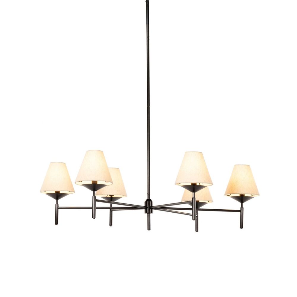 Additional view of Maddie Chandelier in black and ivory, featuring ceiling-hung pendant stem.