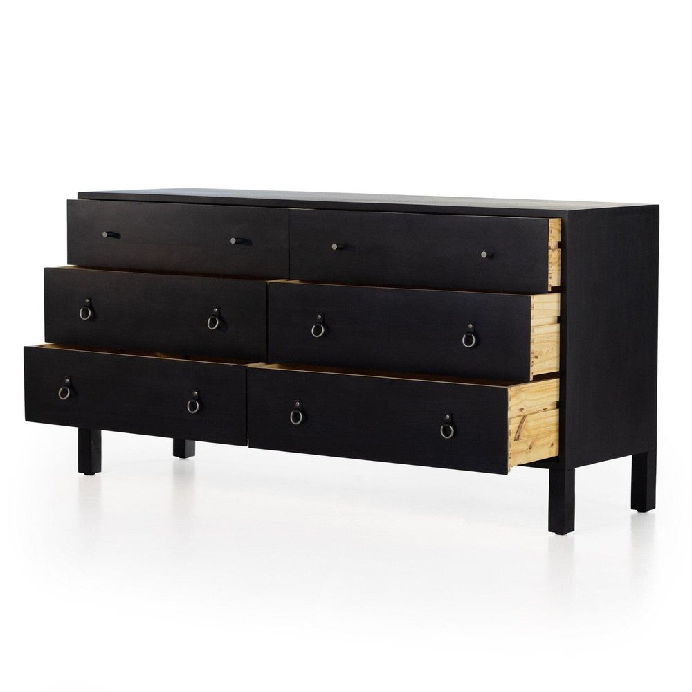 Isador 6 Drawer Dresser - Black Wash Poplar
