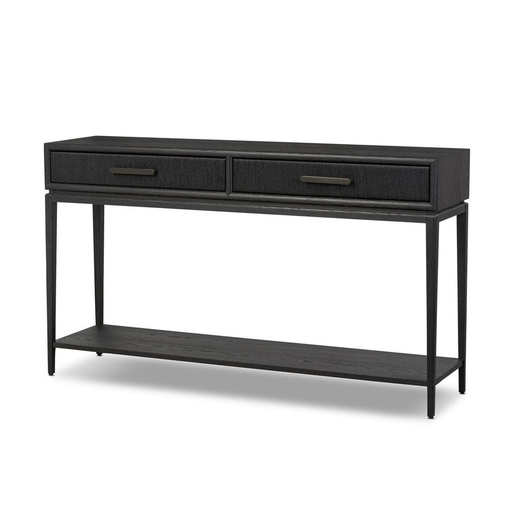 Additional view of Rosenell Console Table in charcoal black and dark espresso.