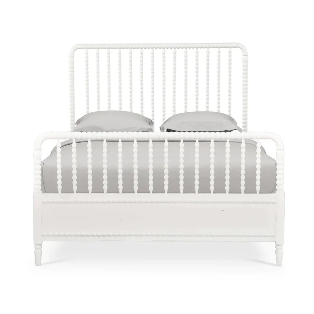 Darcey Queen Sleepscape, shown in white with wood and fixed high spindle headboard.