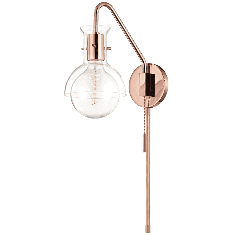 Riley 1 Light Wall Sconce With Plug - With Glass-Mitzi-HVL-HL111101G-POC-Wall LightingPolished Copper-3-France and Son