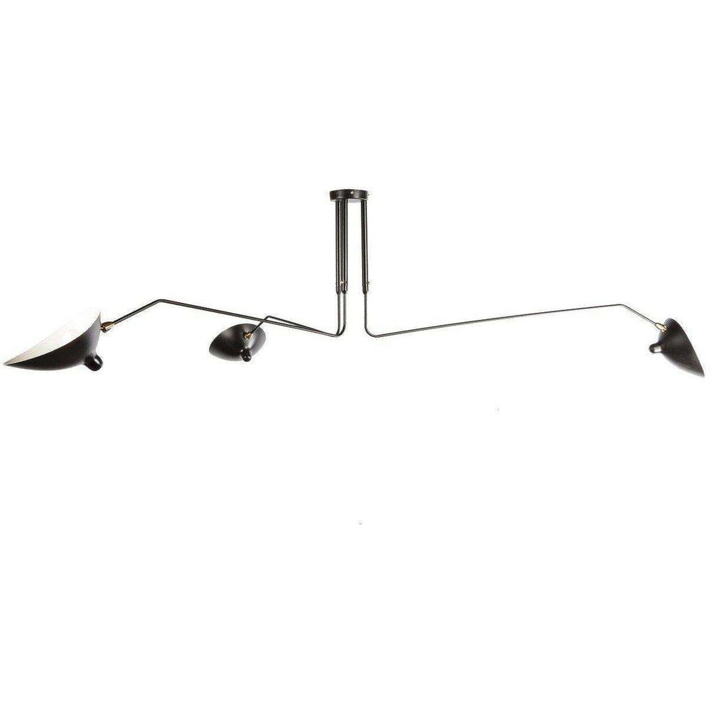 Mid-Century Modern Reproduction Three-Arm MCL-R3 Ceiling Lamp - Black Inspired by Serge Mouille
